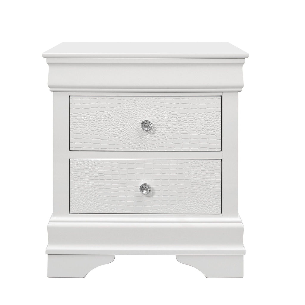 Shaker - 5 Pieces Bedroom Set With Crystal Inspired Tufted Headboard And LED Lighting